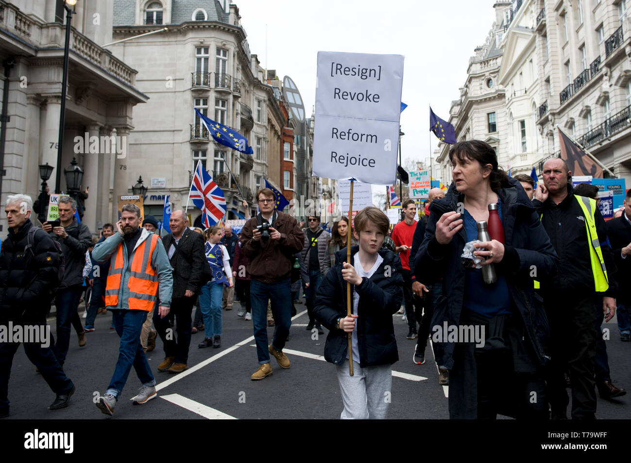 People protest during the 'Put it to the people' Peoples Vote March. London. 23rd March 2019. Stock Photo