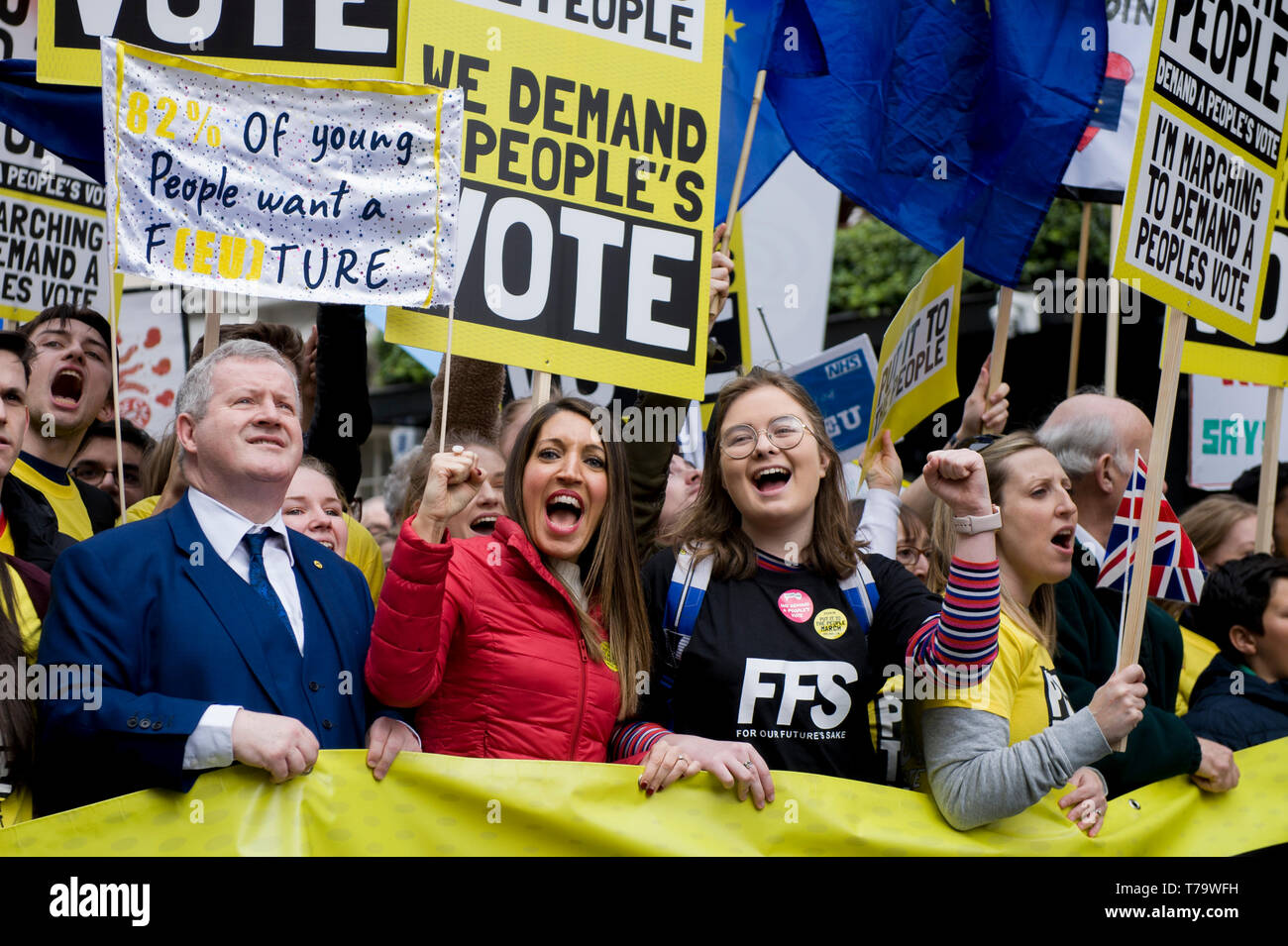 People protest during the 'Put it to the people' Peoples Vote March. London. 23rd March 2019. Stock Photo