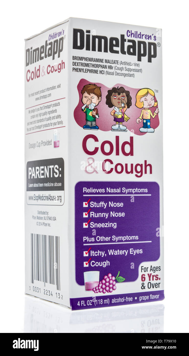 Winneconne, WI 3 May 2019 A package of Childrens Dimetapp cough