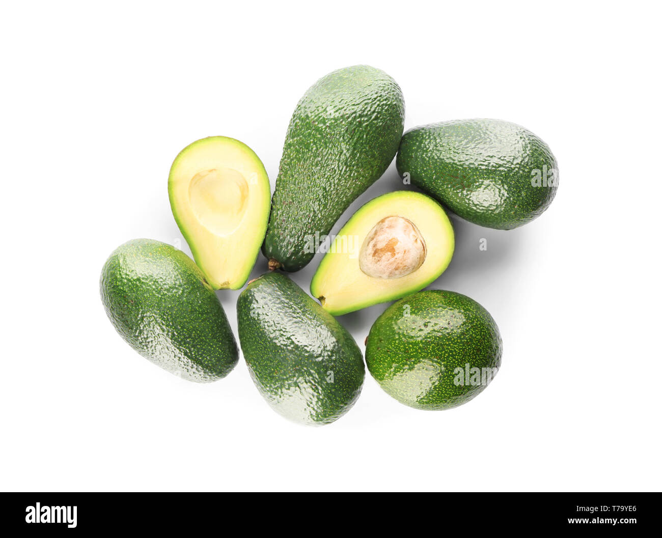 Fresh avocados on white background Stock Photo - Alamy