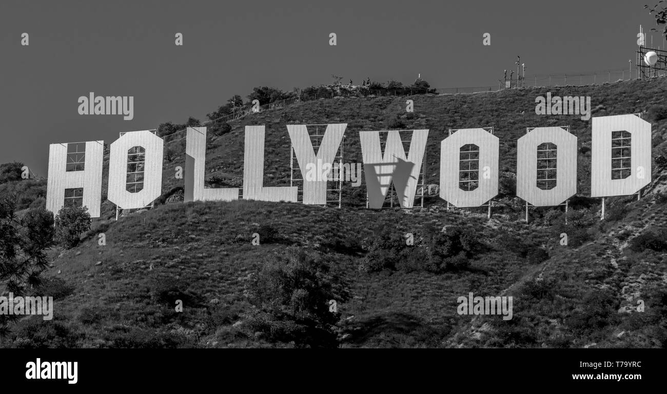 Hollywood sign in the hills of Hollywood - CALIFORNIA, USA - MARCH 18, 2019 Stock Photo
