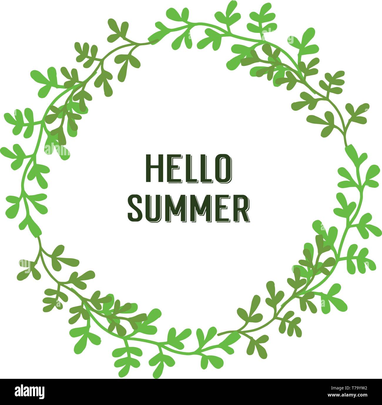 Vector illustration circular leaf wreath frames with card hello summer ...
