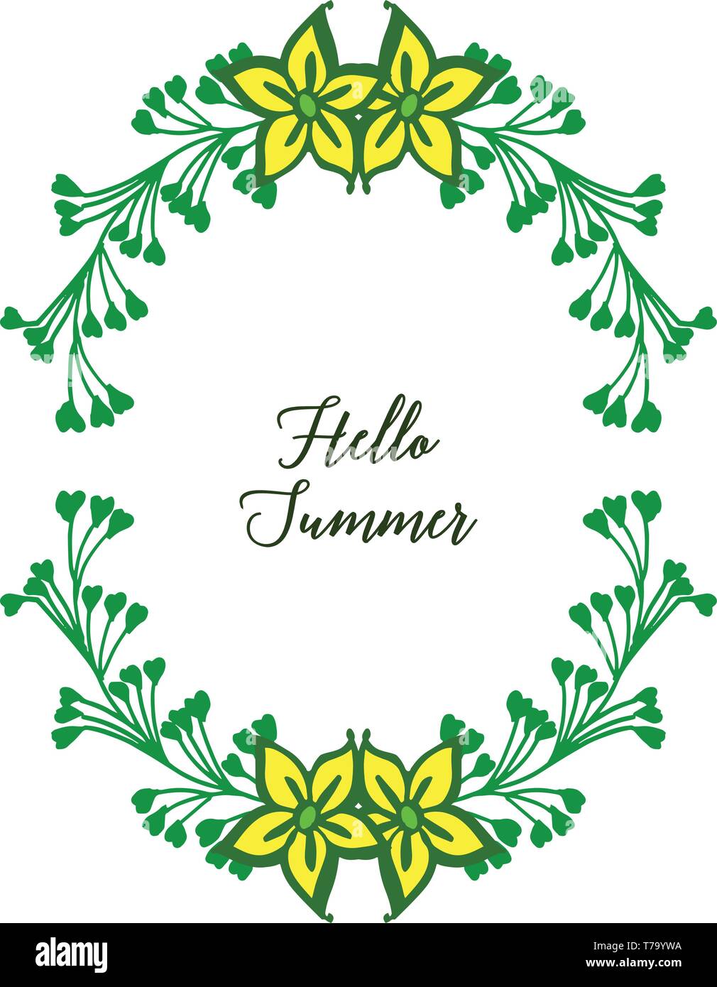 Vector illustration art yellow bouqet frame with template hello summer ...