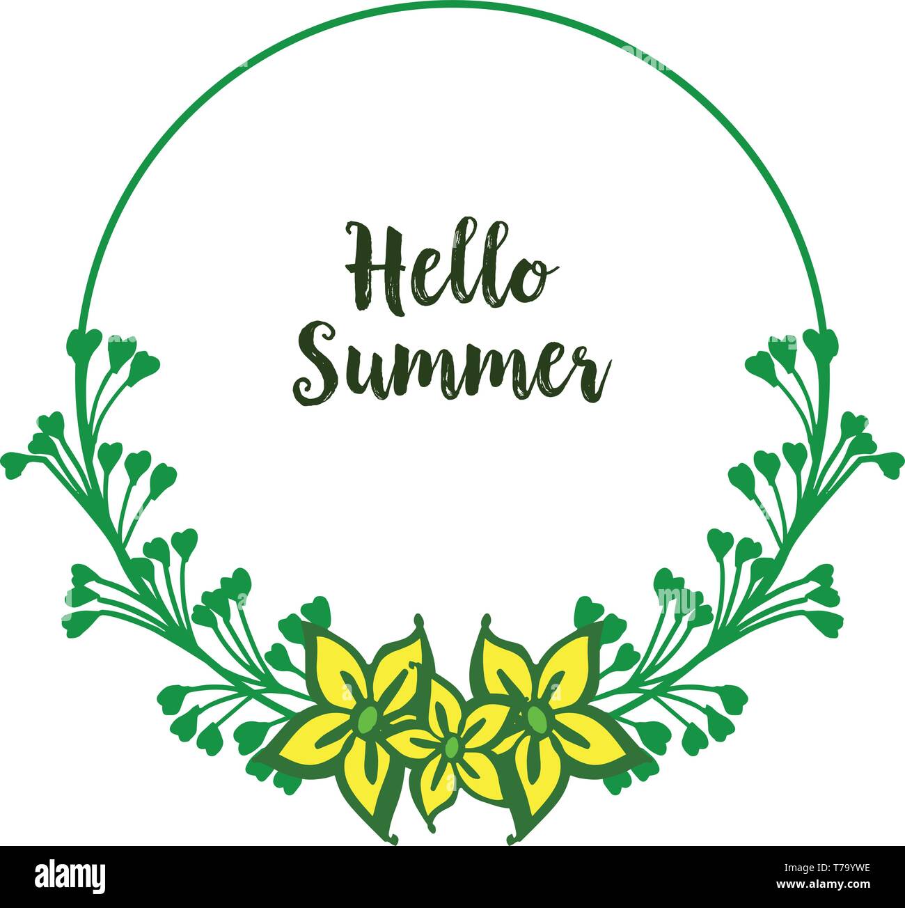 Vector illustration art yellow bouqet frame with template hello summer ...