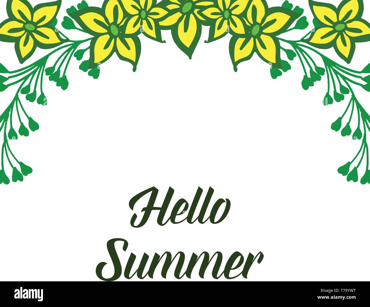 Vector illustration art yellow bouqet frame with template hello summer ...