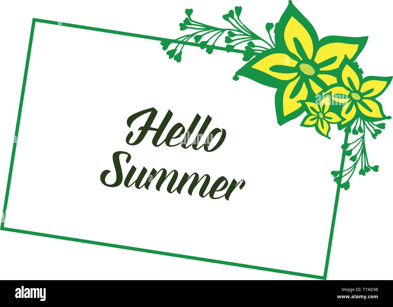 Vector illustration texture yellow flower frame with decorative hello ...