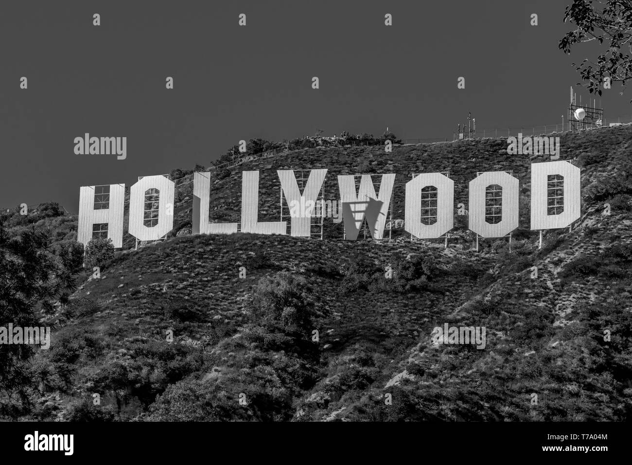 Hollywood sign in the hills of Hollywood - CALIFORNIA, USA - MARCH 18, 2019 Stock Photo