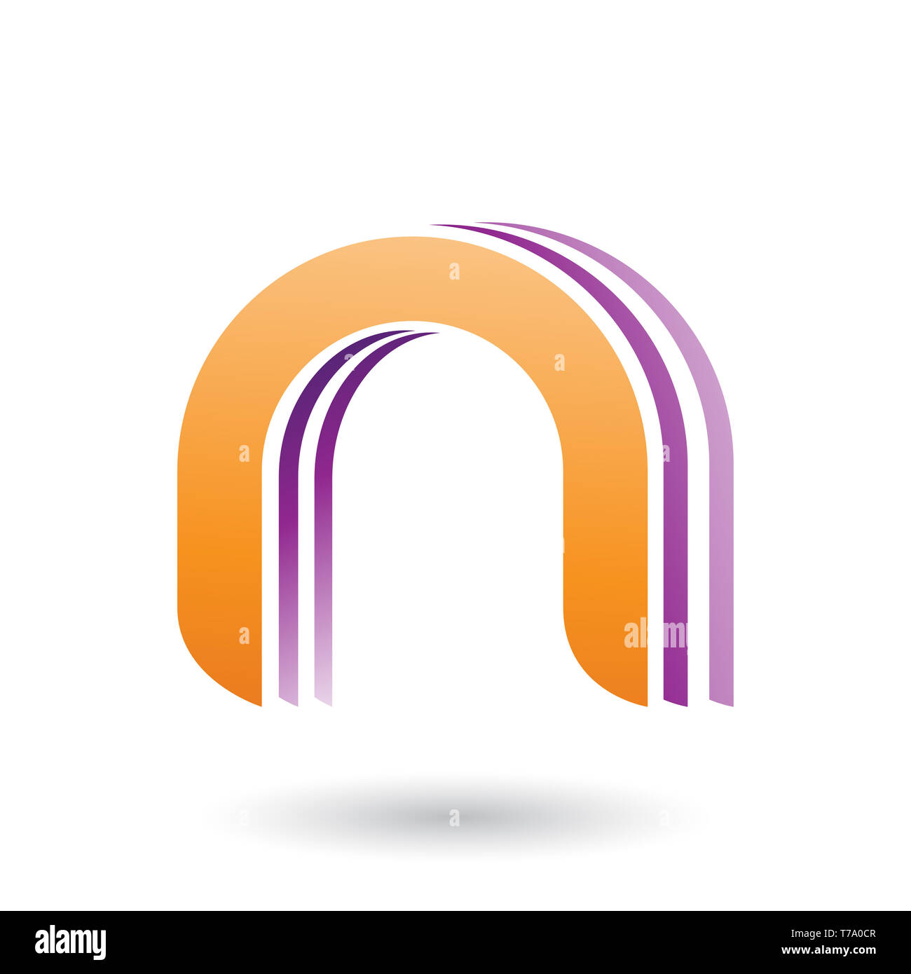 Vector Illustration of a Orange Layered Icon for Letter N isolated on a ...