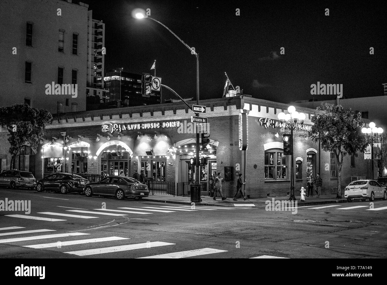 Nightlife at historic Gaslamp Quarter San Diego CALIFORNIA, USA