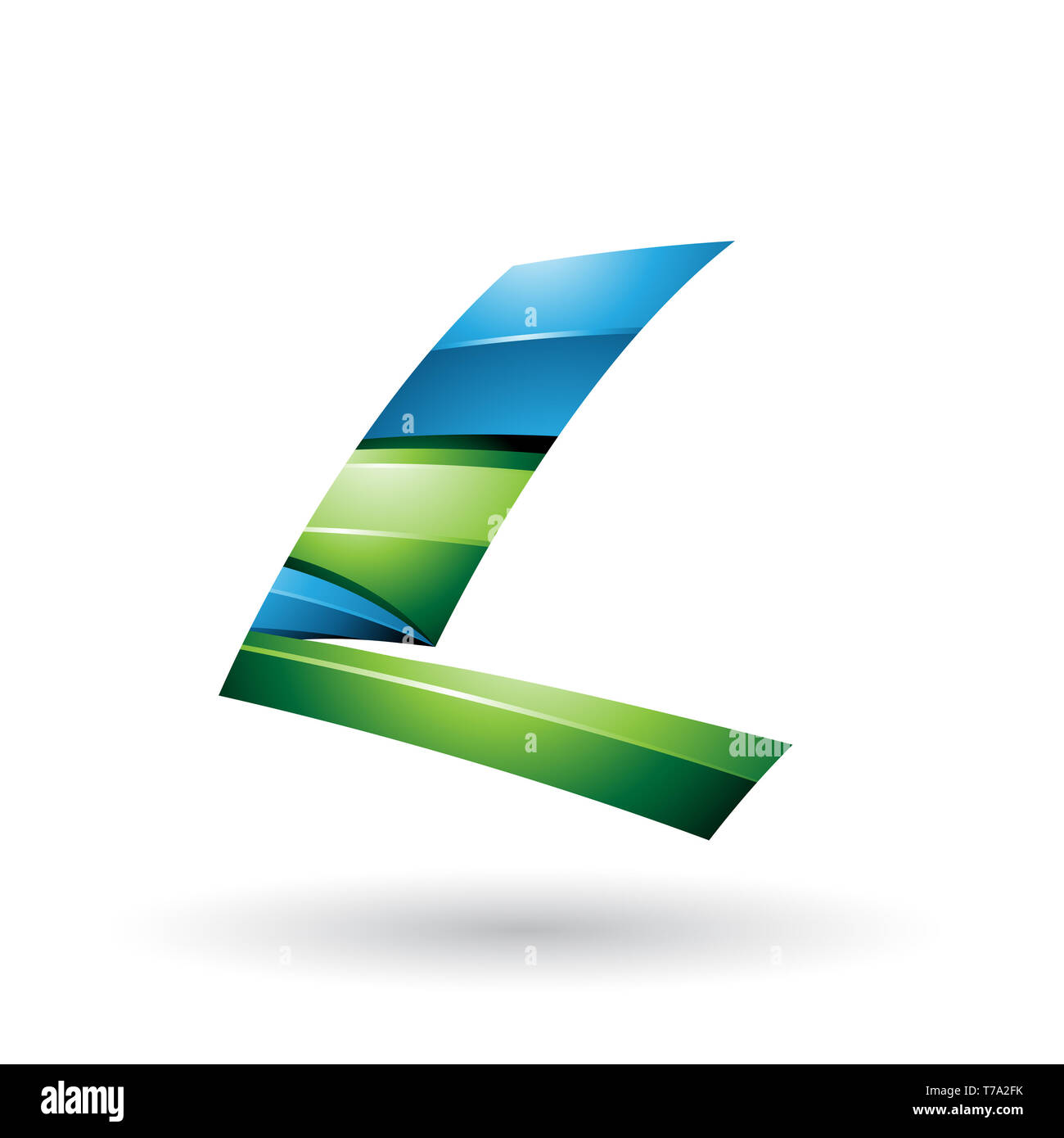 Vector Illustration of Blue and Green Dynamic Glossy Flying Letter L ...