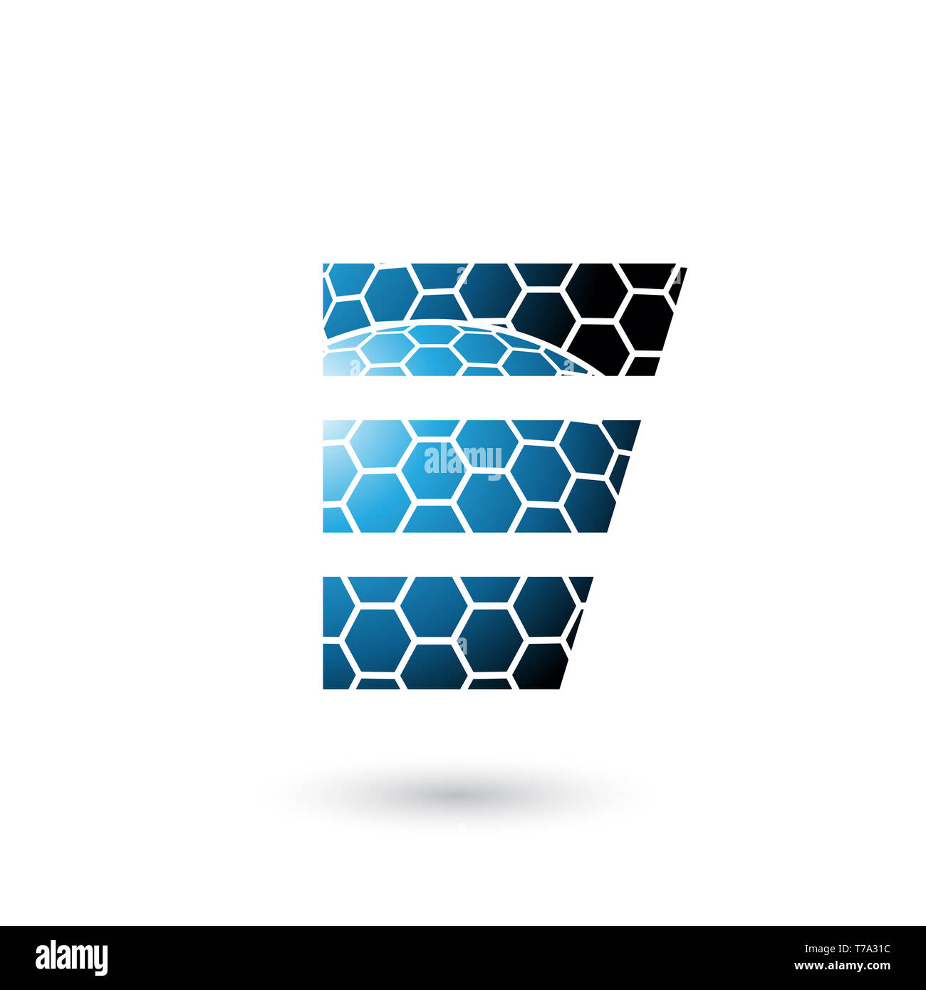 Vector Illustration of Blue Letter E with Honeycomb Pattern isolated on ...