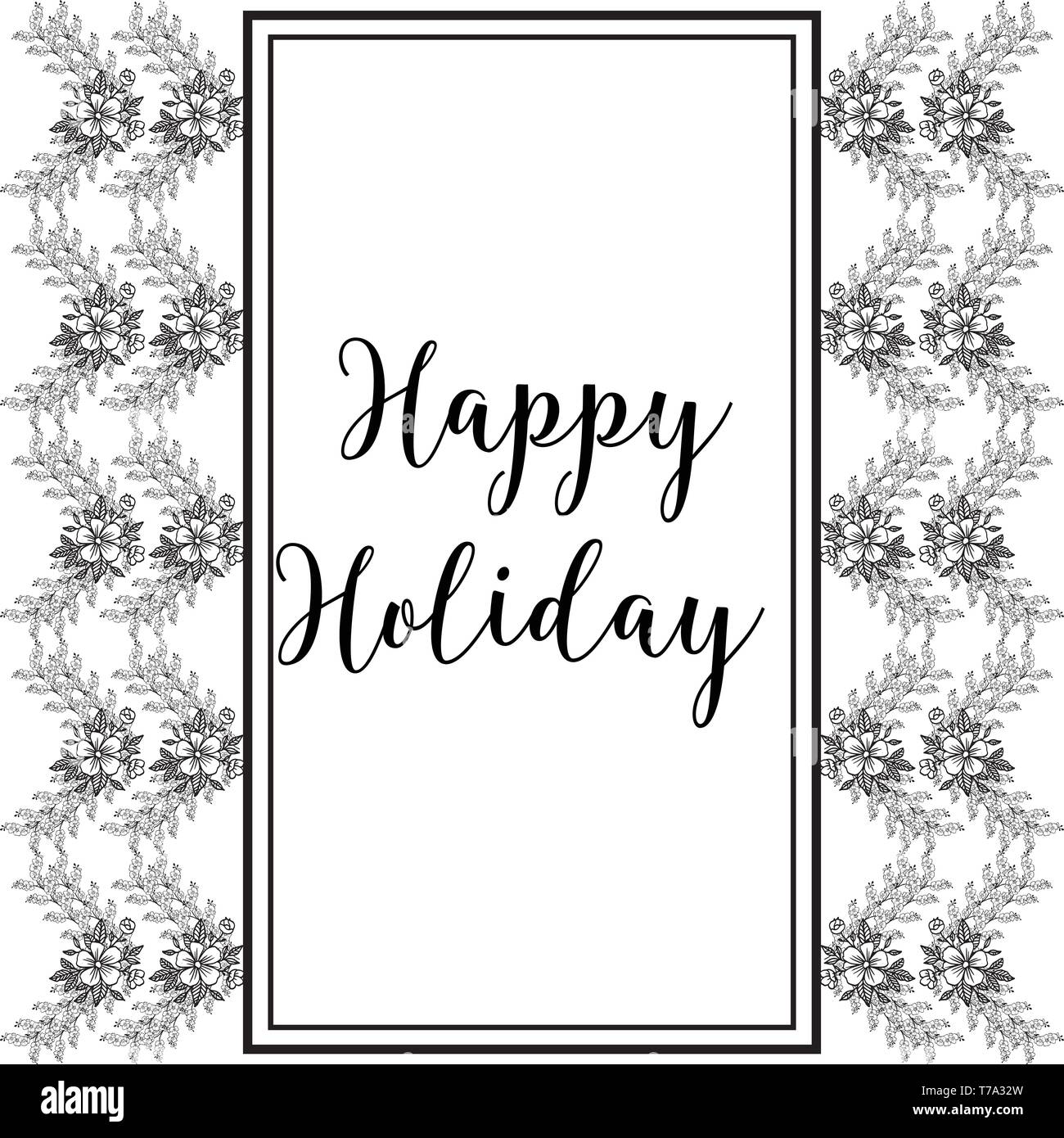 Vector illustration various lettering of happy holiday for wreath frame ...