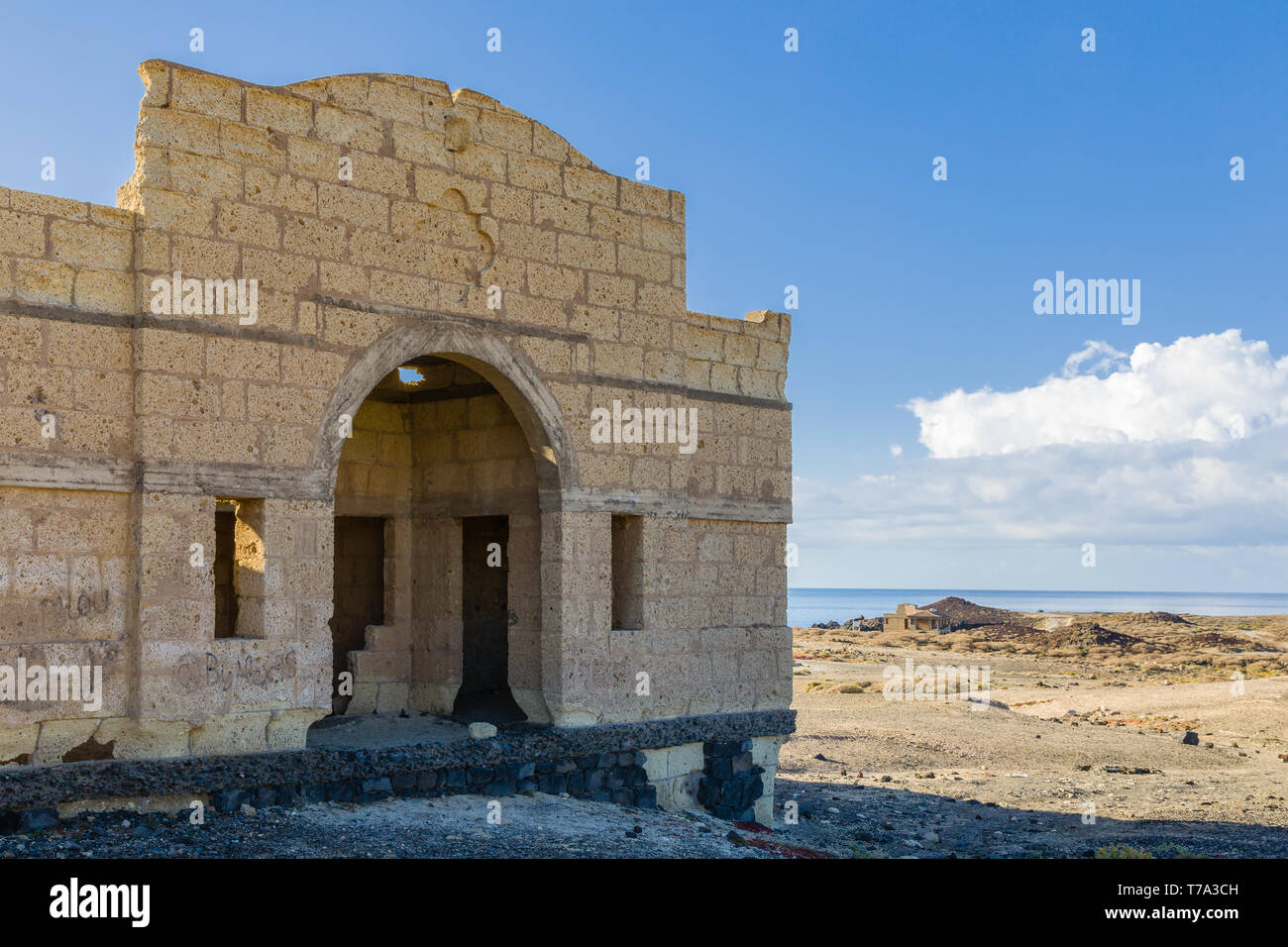 Pueblo fantasma de Abades - Unfinished project of hospital for lepers from r. 1,941th Stock Photo