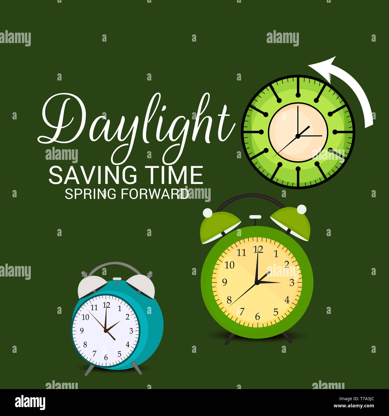 Vector illustration of a Banner for Change your clocks message for Daylight Saving Time(Spring