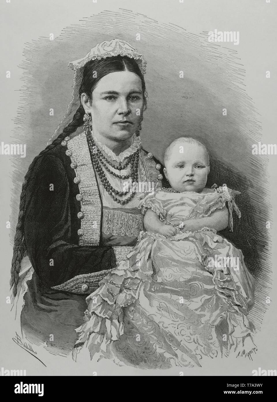 María de las Mercedes de Borbón y Habsburgo-Lorena (1880-1904). Infanta de  España y Princesa de Asturias. S. A. R. la infanta heredera, Doña Maria de  las Mercedes, en brazos de una nodriza.
