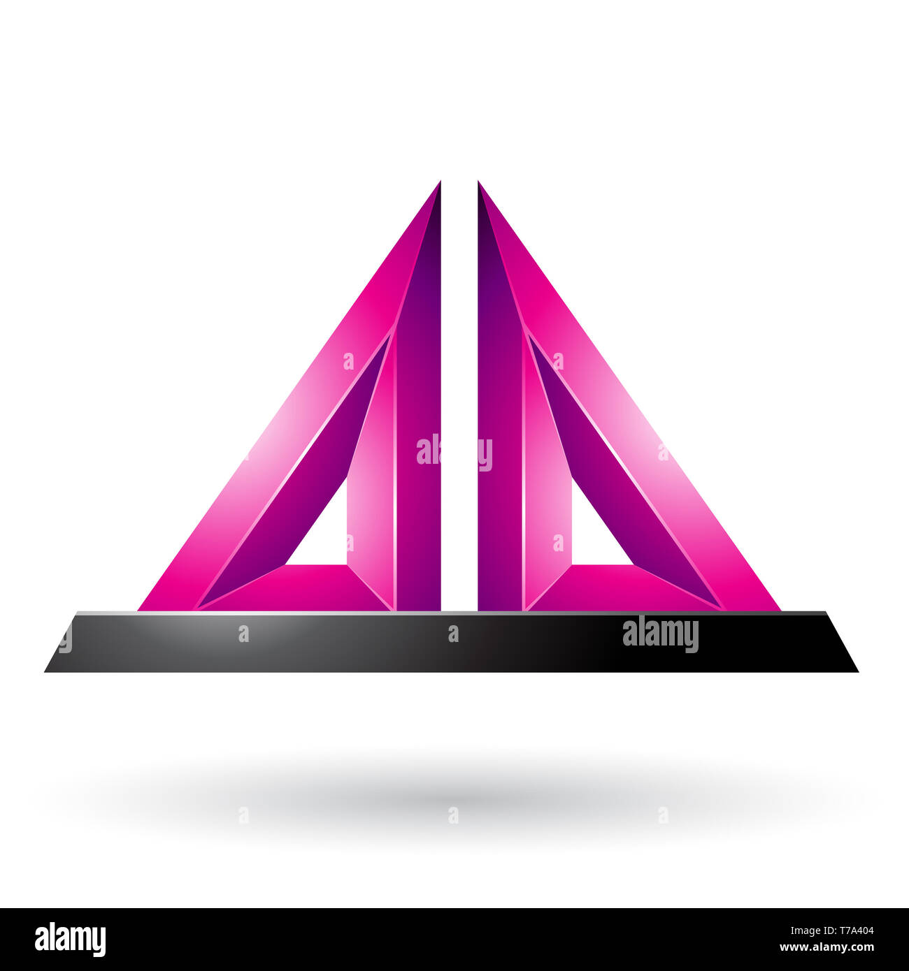 Vector Illustration of Magenta 3d Pyramidical Embossed Shape isolated on a White Background Stock Photo