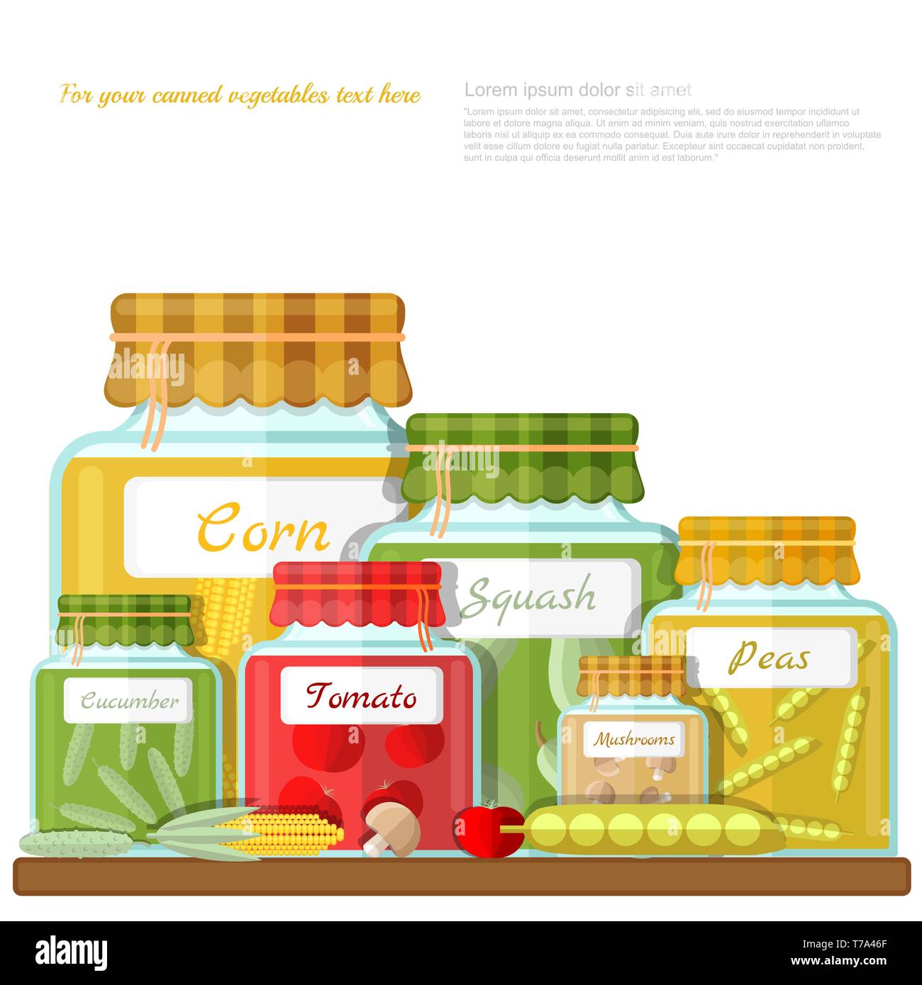 Glass jar with vegitable and fruit Stock Vector