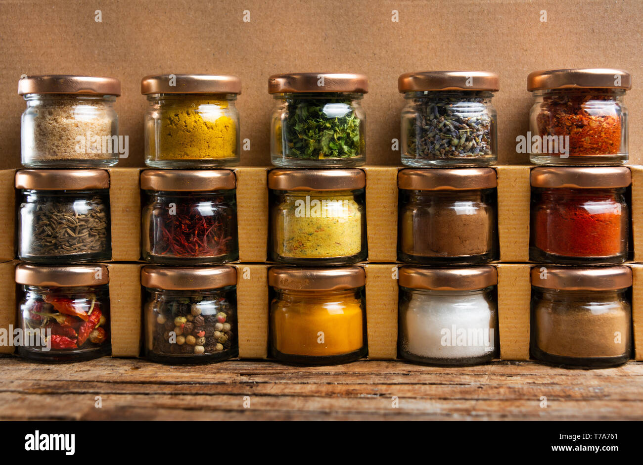 Download Large Collection Of Spices In Small Jars On The Shelf Stock Photo Alamy Yellowimages Mockups