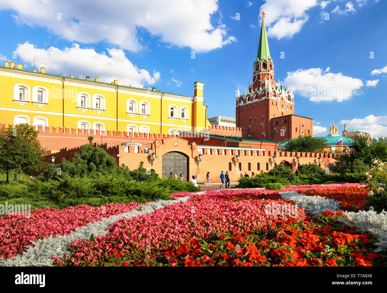 Kremlin in Moscow with flowers park, Russia Stock Photo