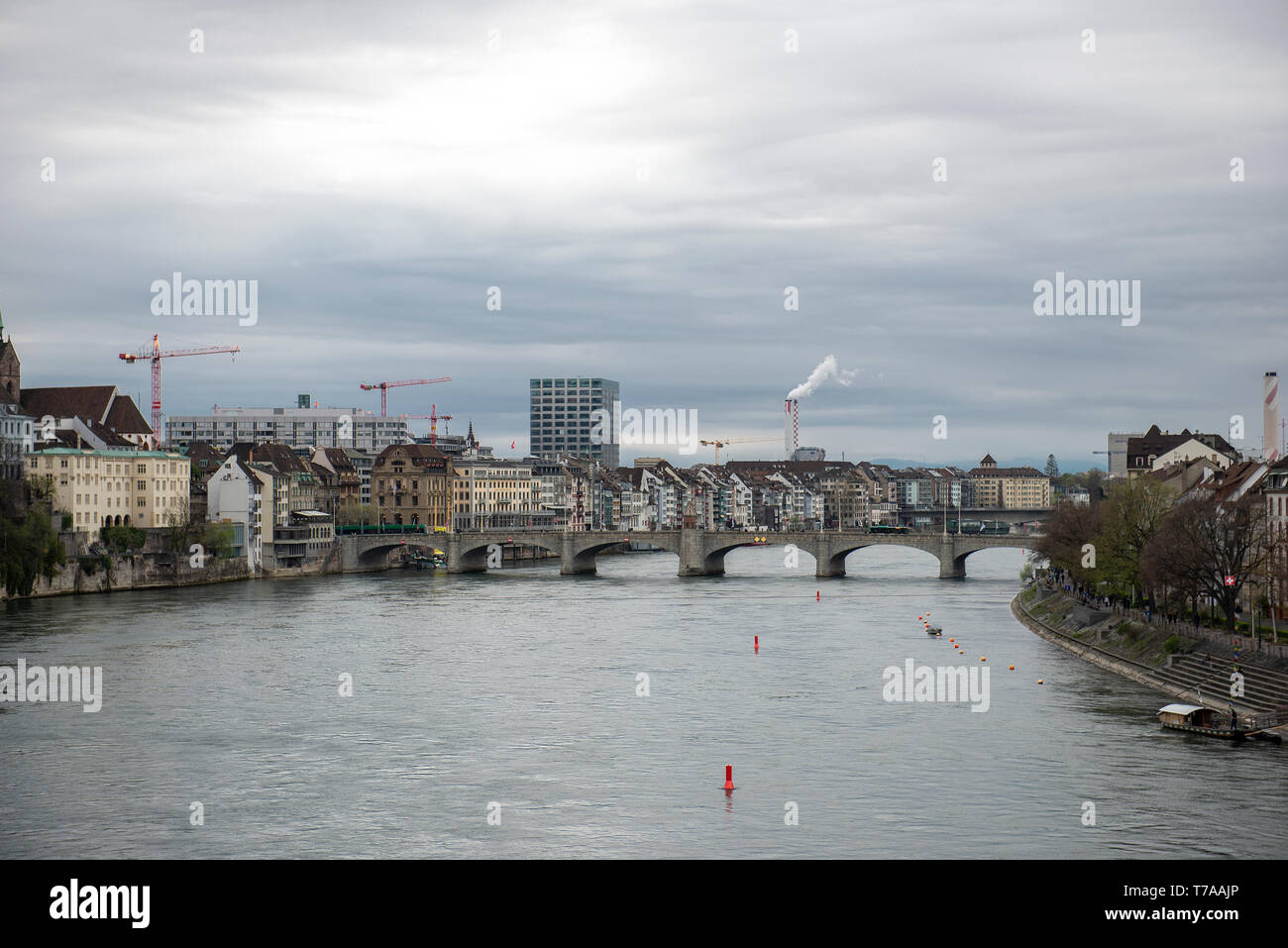 Rhine River Bridge Promenade Basel High Resolution Stock Photography ...