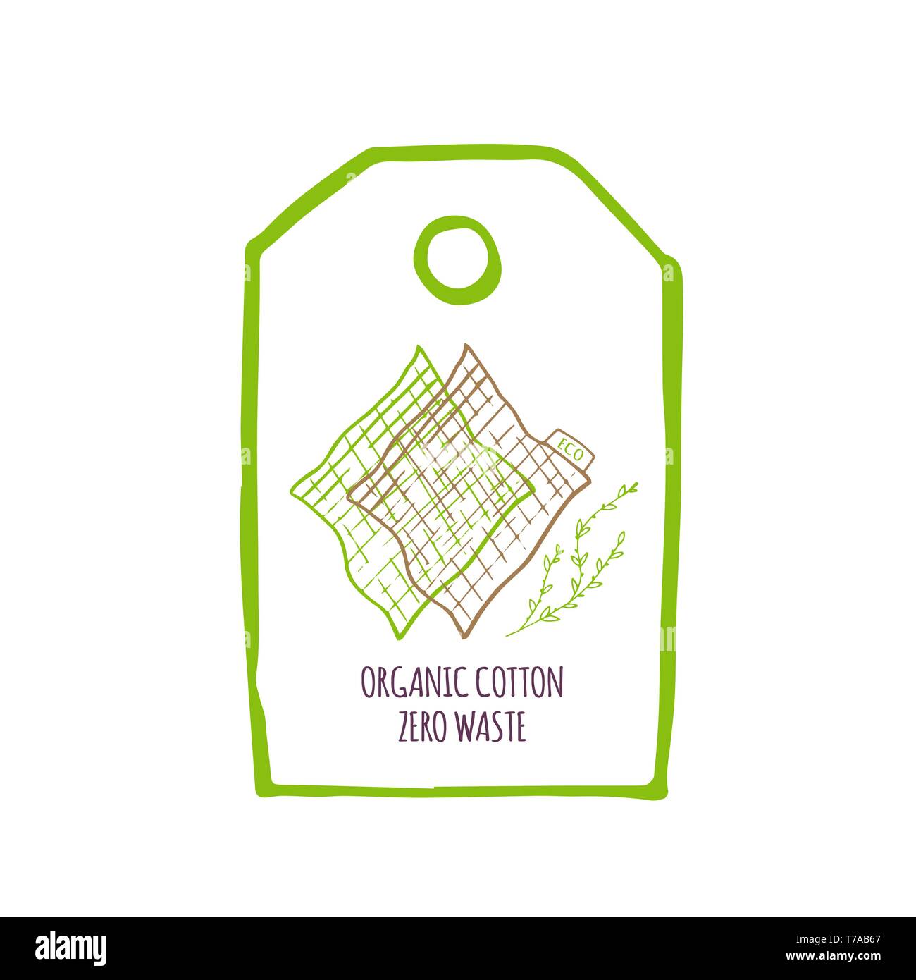 Hand drawn Zero waste concept set. No plastic elements of eco life ...