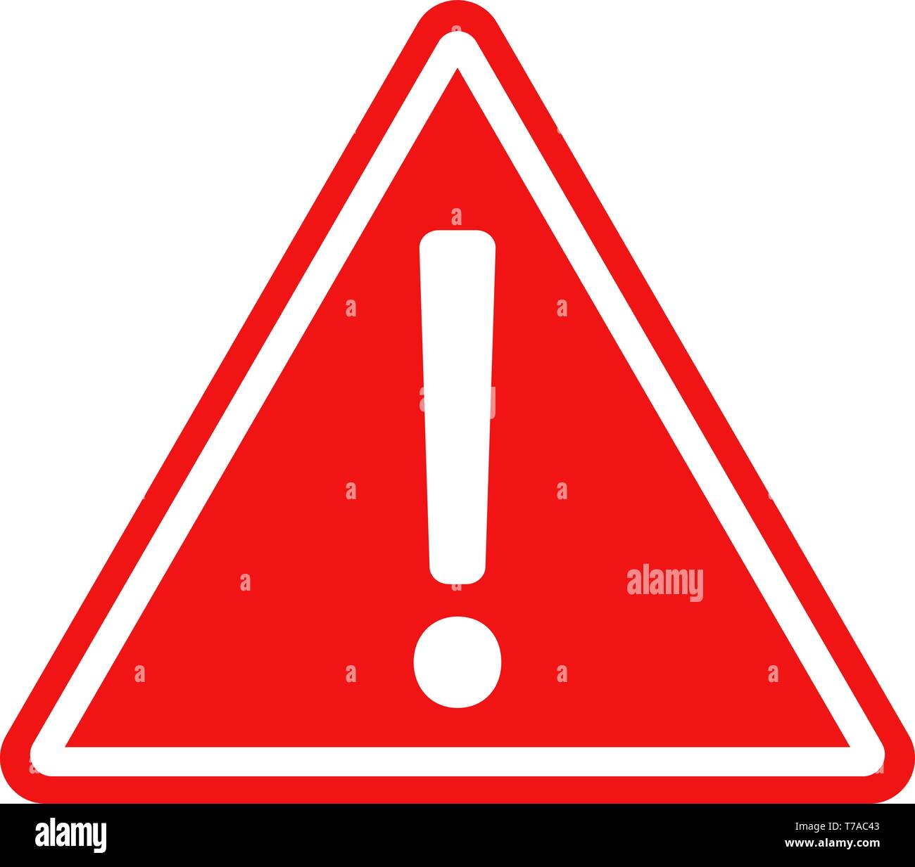 Red warning sign with white exclamation mark icon vector illustration Stock Vector