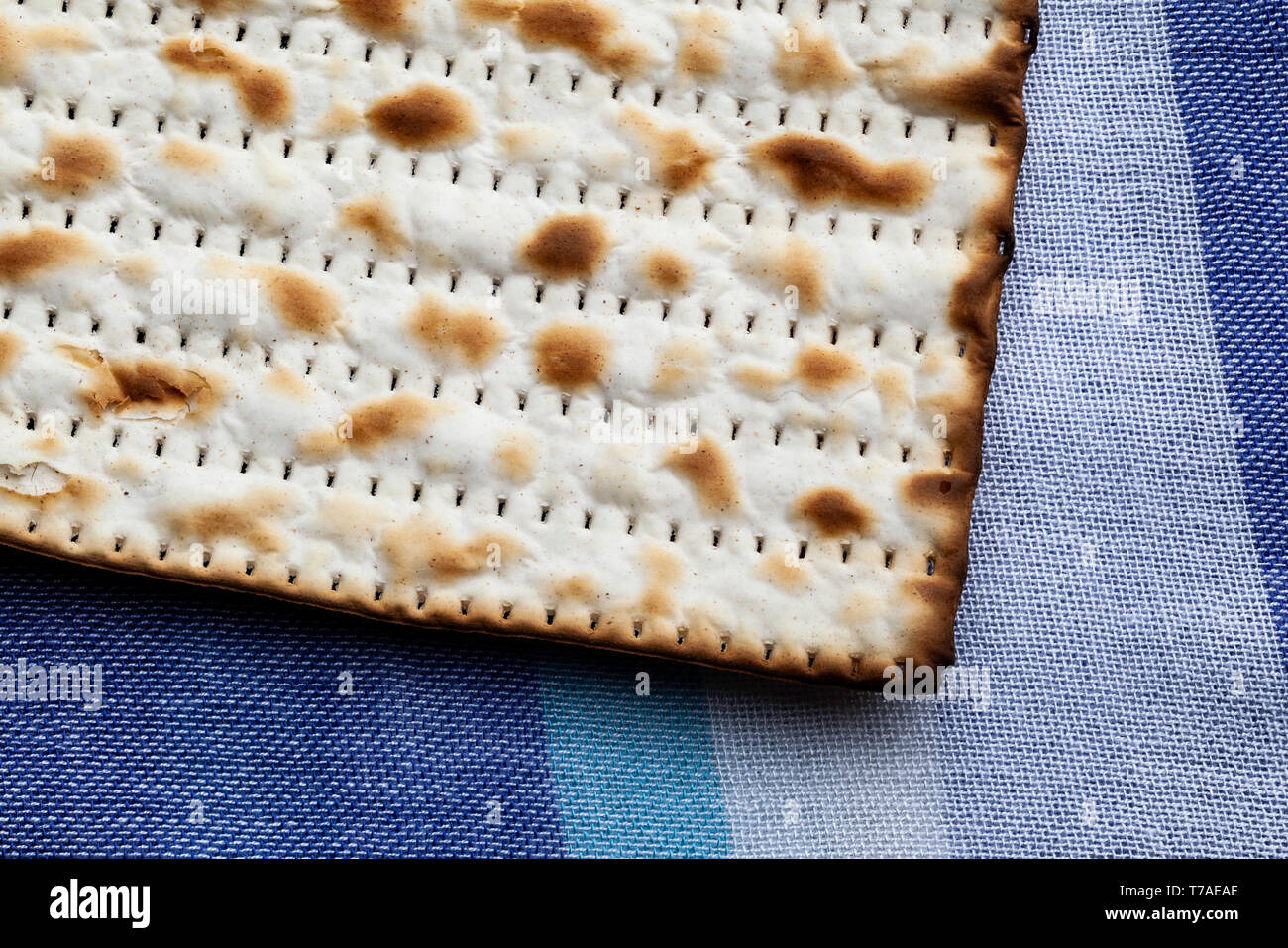 Matzo on a Blue and White Background Stock Photo