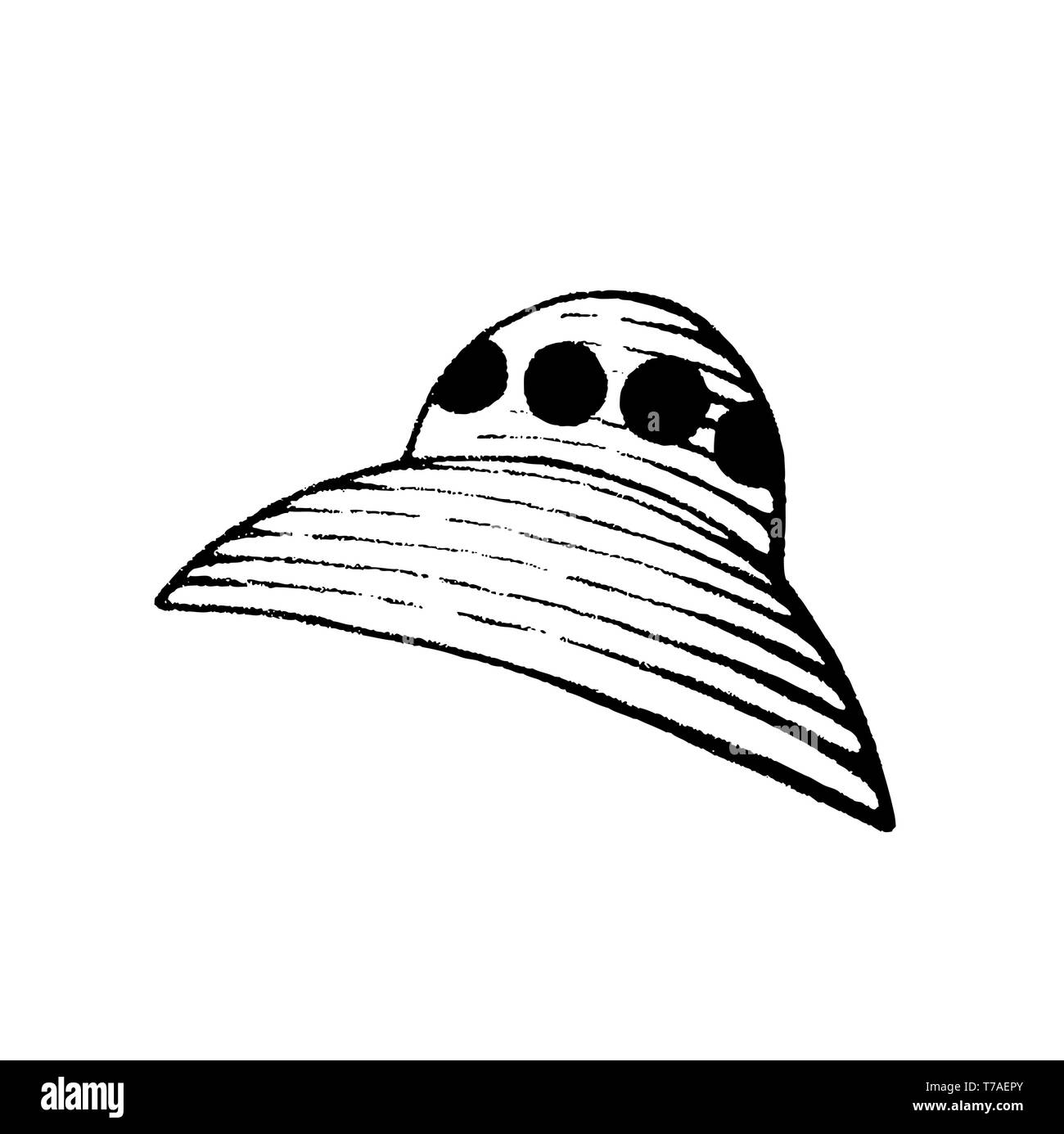 Vector Illustration of a Scratchboard Style Ink Drawing of an Alien  Spaceship Stock Photo - Alamy