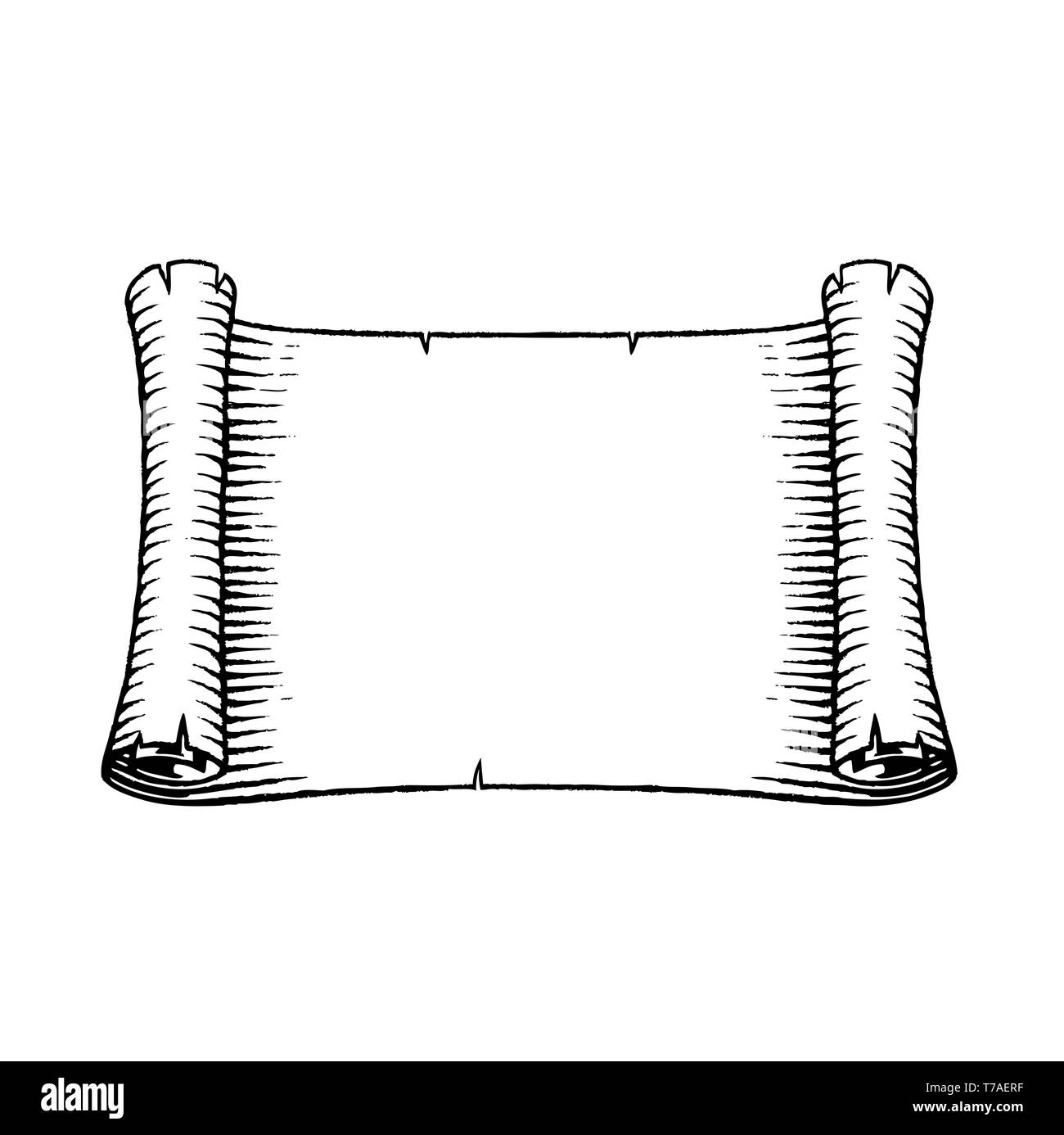 Vector Illustration Of A Scratchboard Style Ink Drawing Of An Old