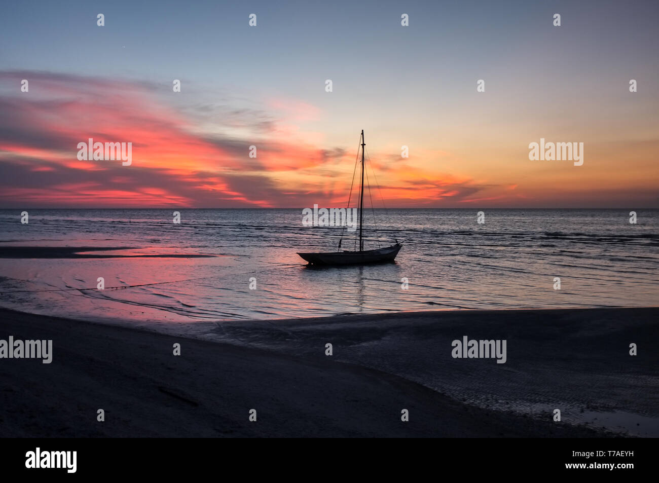 Beautiful sunset or dawn in Holbox Island  Yucatan Peninsula Mexico. Stock Photo