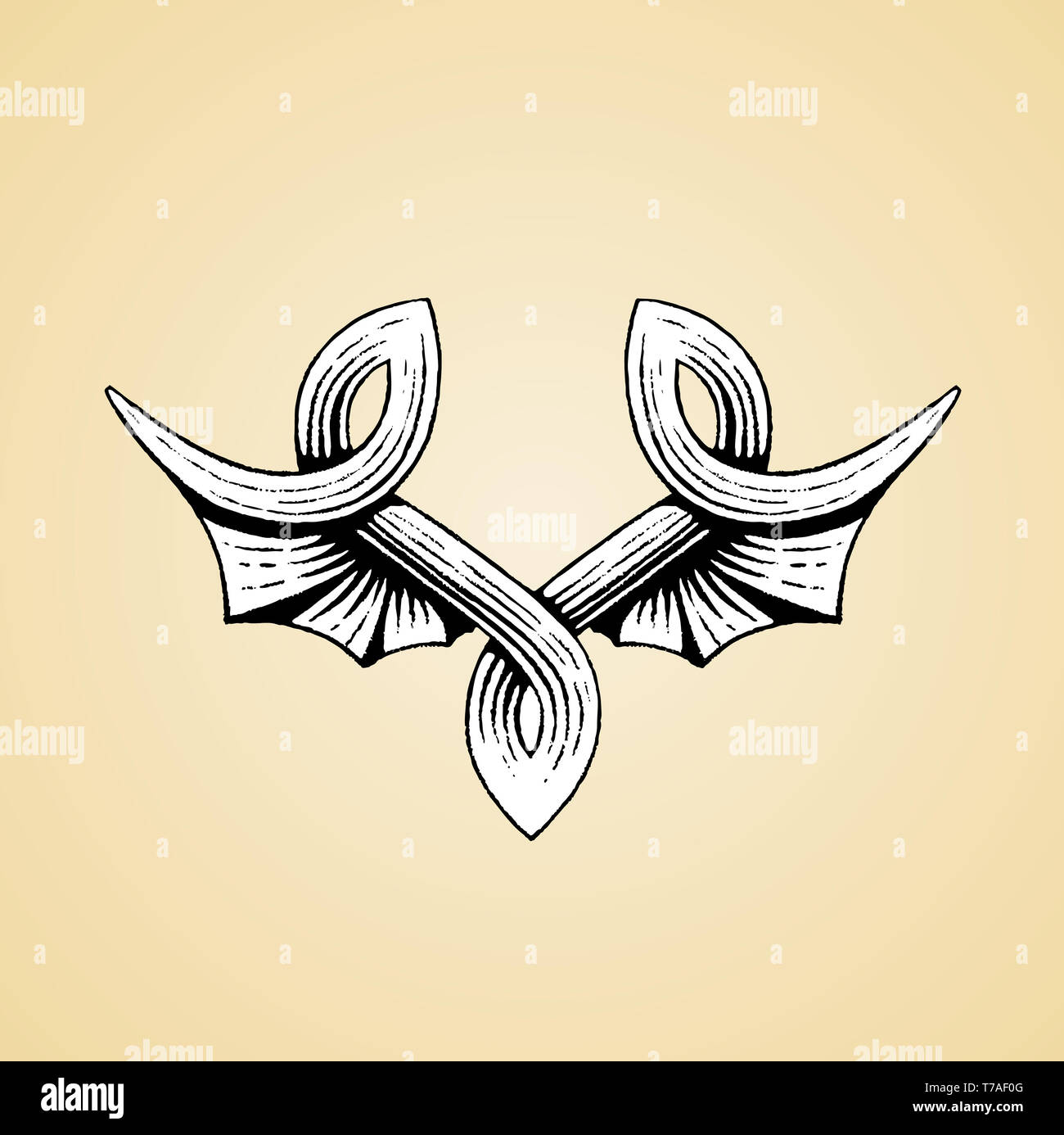 Vector Illustration of a Scratchboard Style Ink Drawing of Bat Wings ...