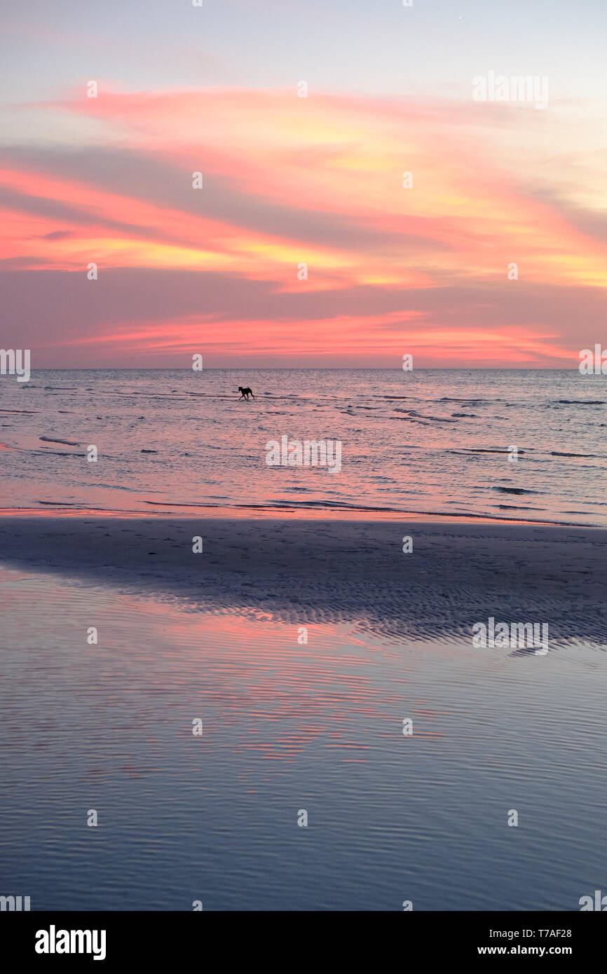 Beautiful sunset or dawn in Holbox Island  Yucatan Peninsula, Quintana Roo State,  Mexico. Stock Photo
