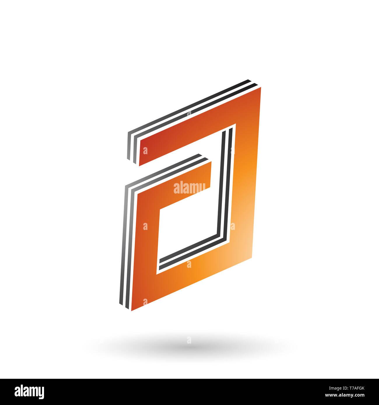 Vector Illustration of Orange and Black Rectangular Layered Letter A ...