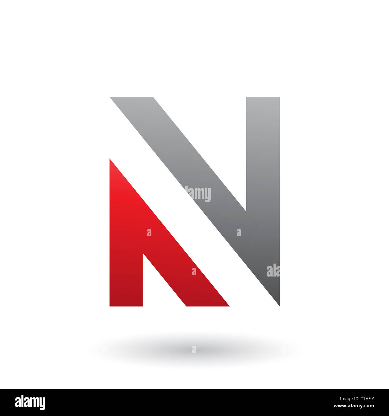 Vector Illustration of Black and Red V Shaped Icon for Letter N ...