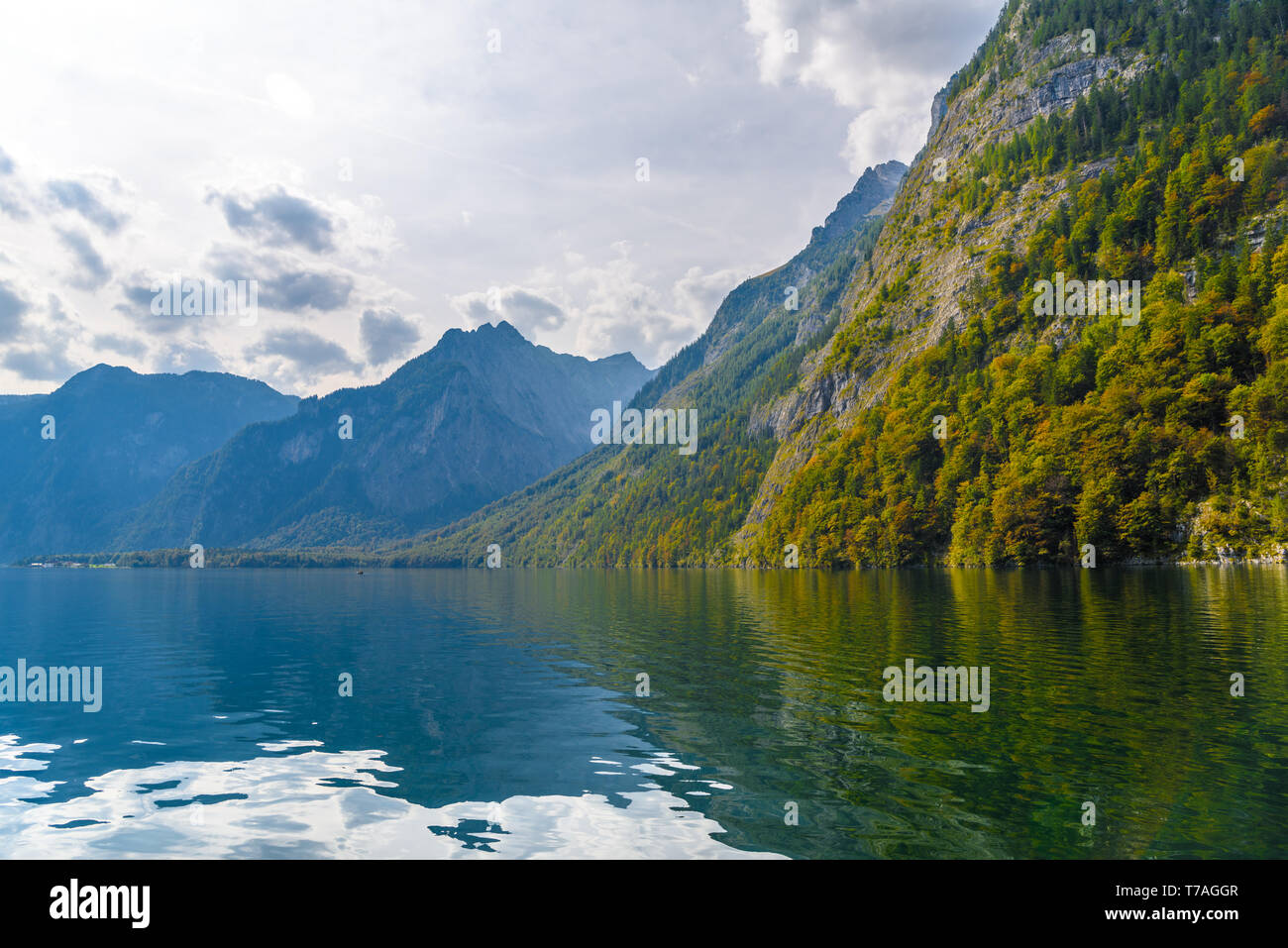 Koenigssee lake with Alp mountains in Konigsee, Berchtesgaden National ...