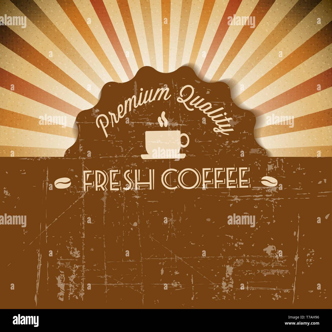 Vector grunge retro vintage background with coffee label and place for ...