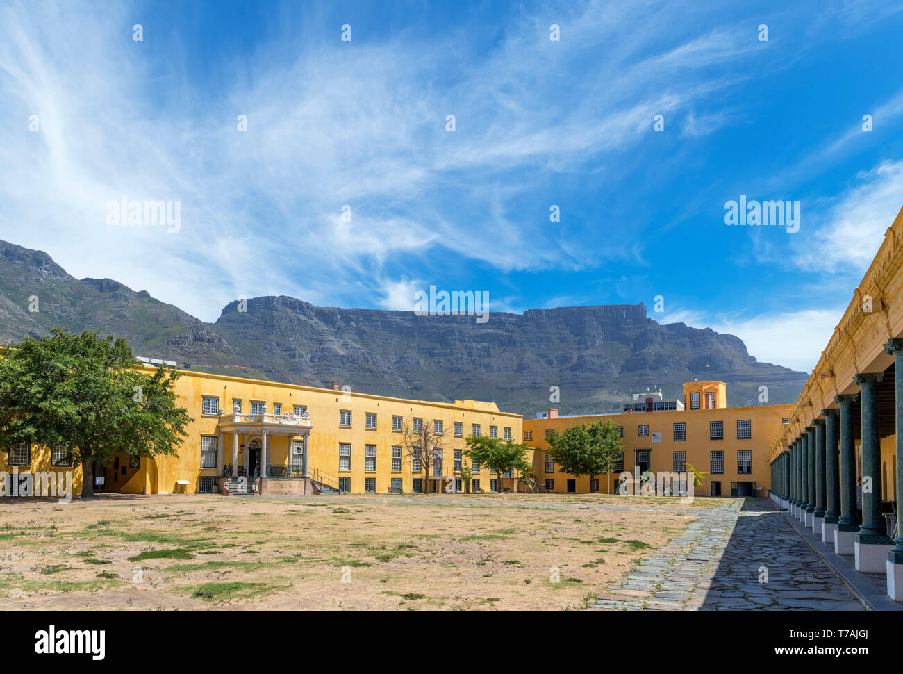 Cape Town Castle. View across the courtyard of the Castle of Good Hope towards Table Mountain, Cape Town, Western Cape, South Africa Stock Photo