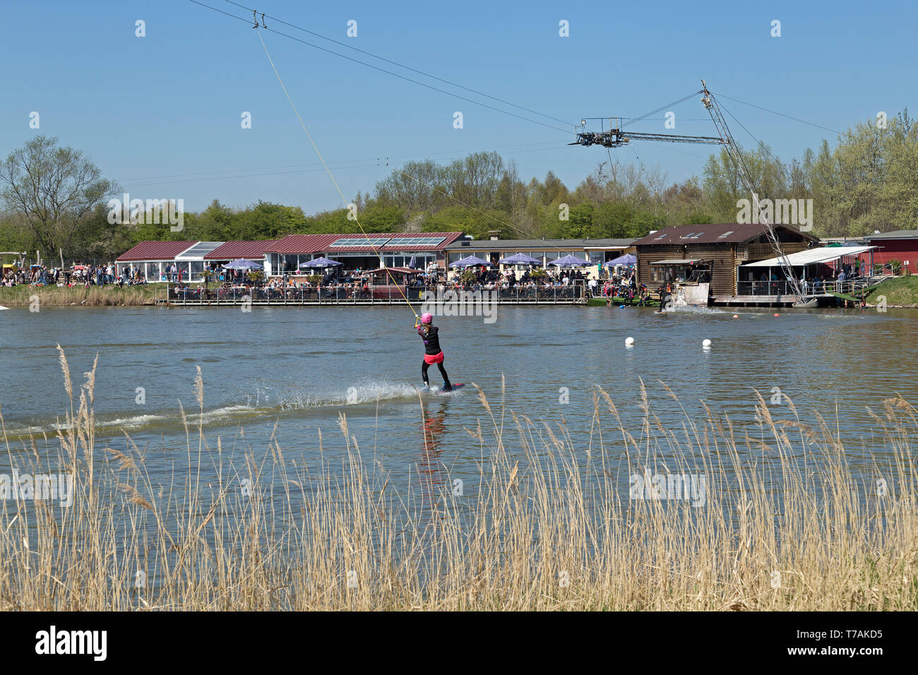 water ski, Hooksieler Skiterrassen, Hooksiel, Wangerland, Lower Saxony, Germany Stock Photo