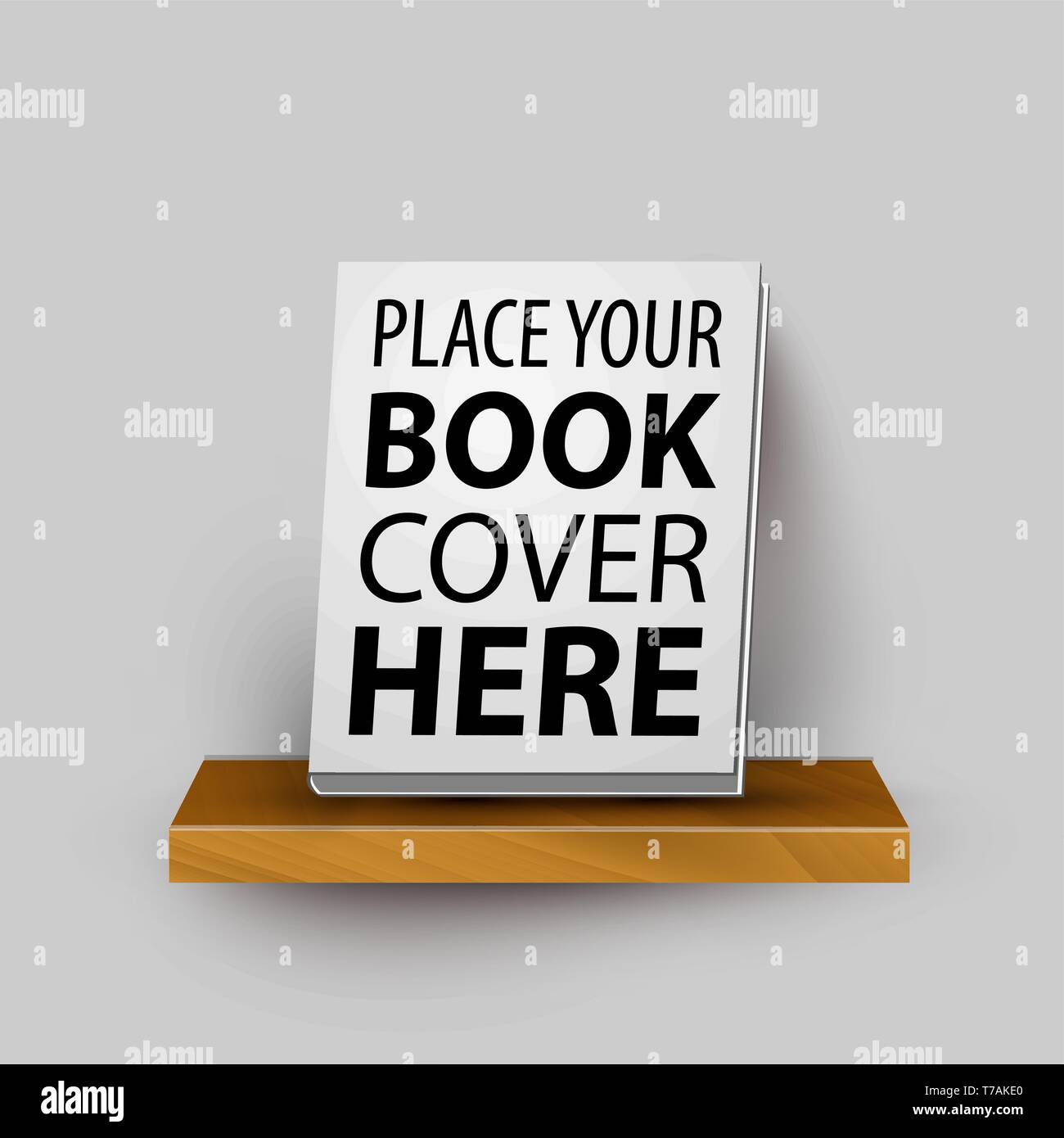 Vector wooden realistic bookshelf template with your product bestseller