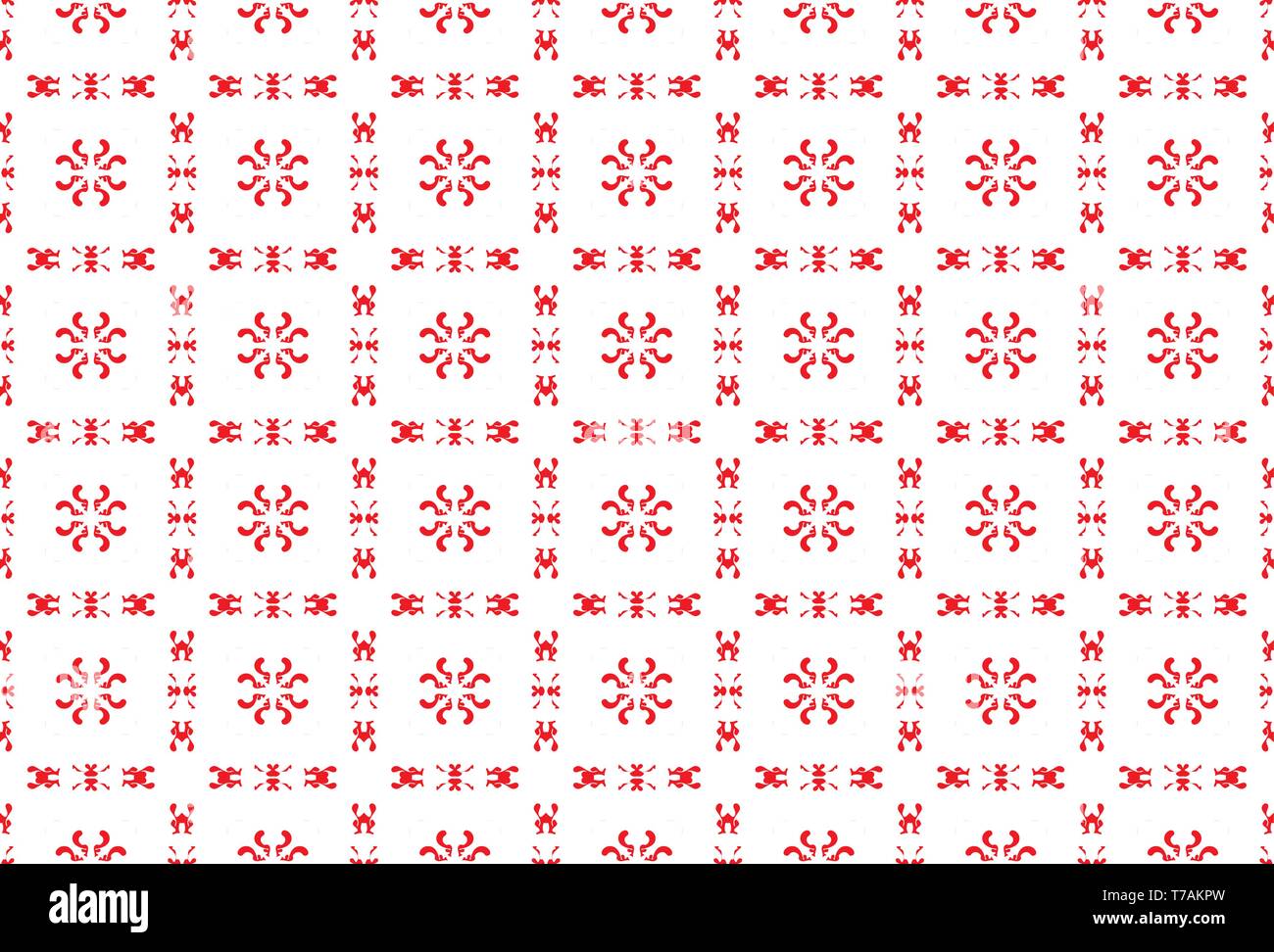 Red and white vintage vector seamless pattern, wallpaper. Elegant classic texture. Luxury ornament. Royal, Victorian, Baroque elements. Great for fabr Stock Vector