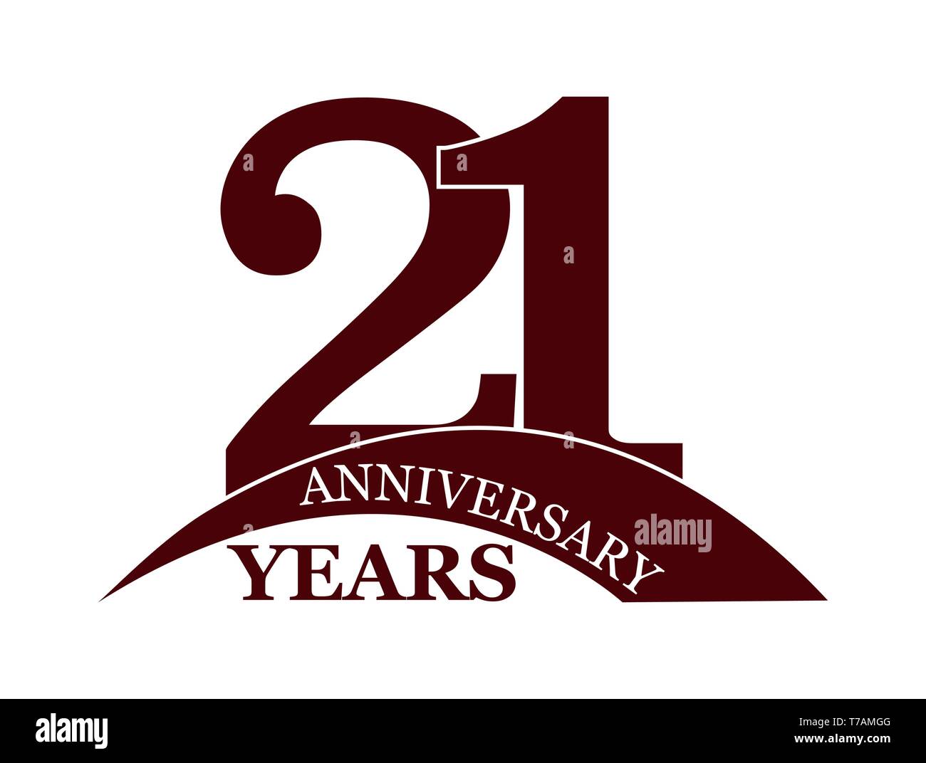 21 years anniversary, flat simple design, logo Stock Vector