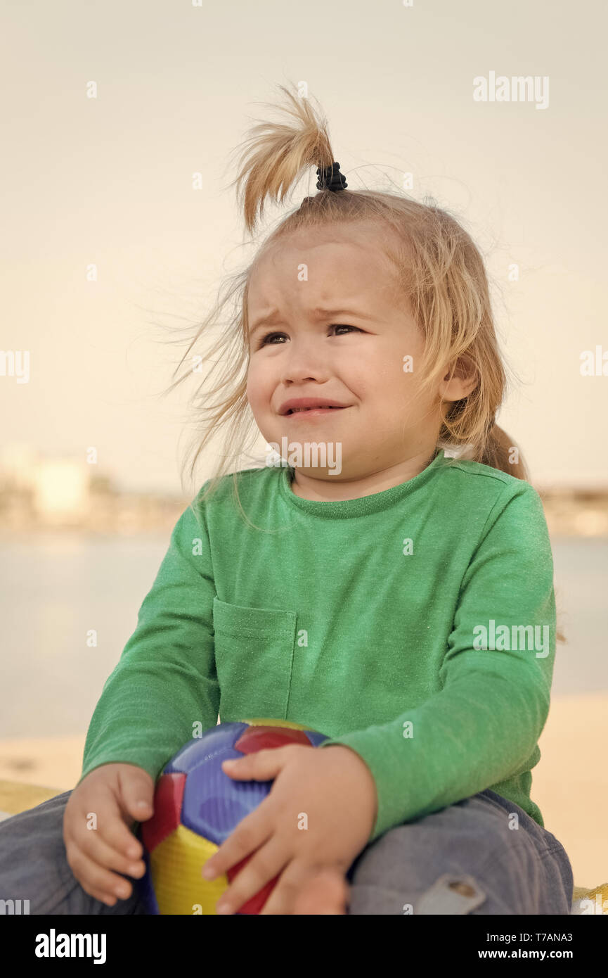 Baby Boy Blonde Hair Play With Ball Outdoors Toddler On Vacation