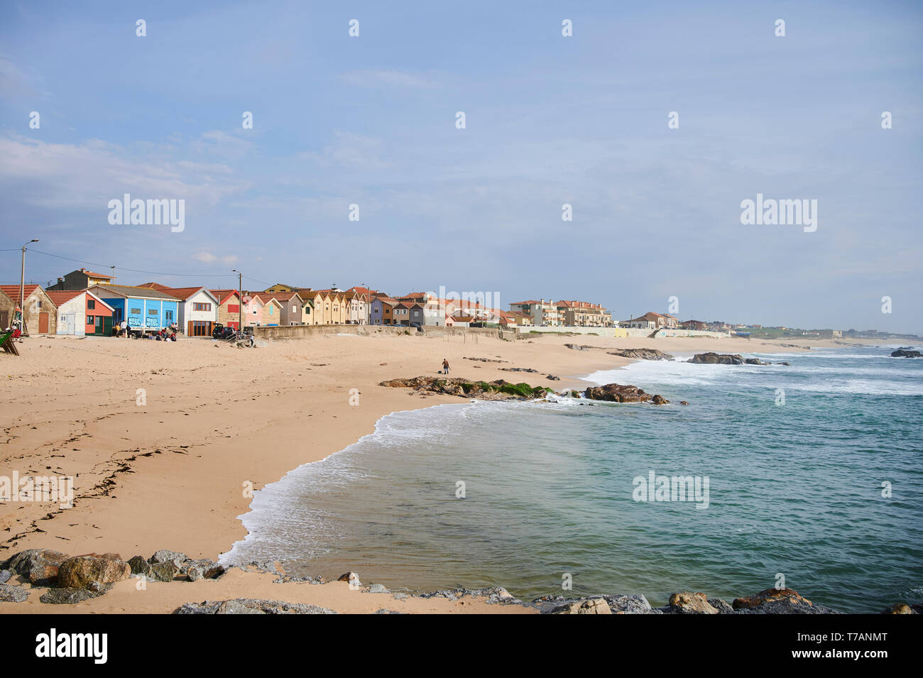 Fislhermans village near the beach in Vila Chá Portugal on a sunny day. Stock Photo