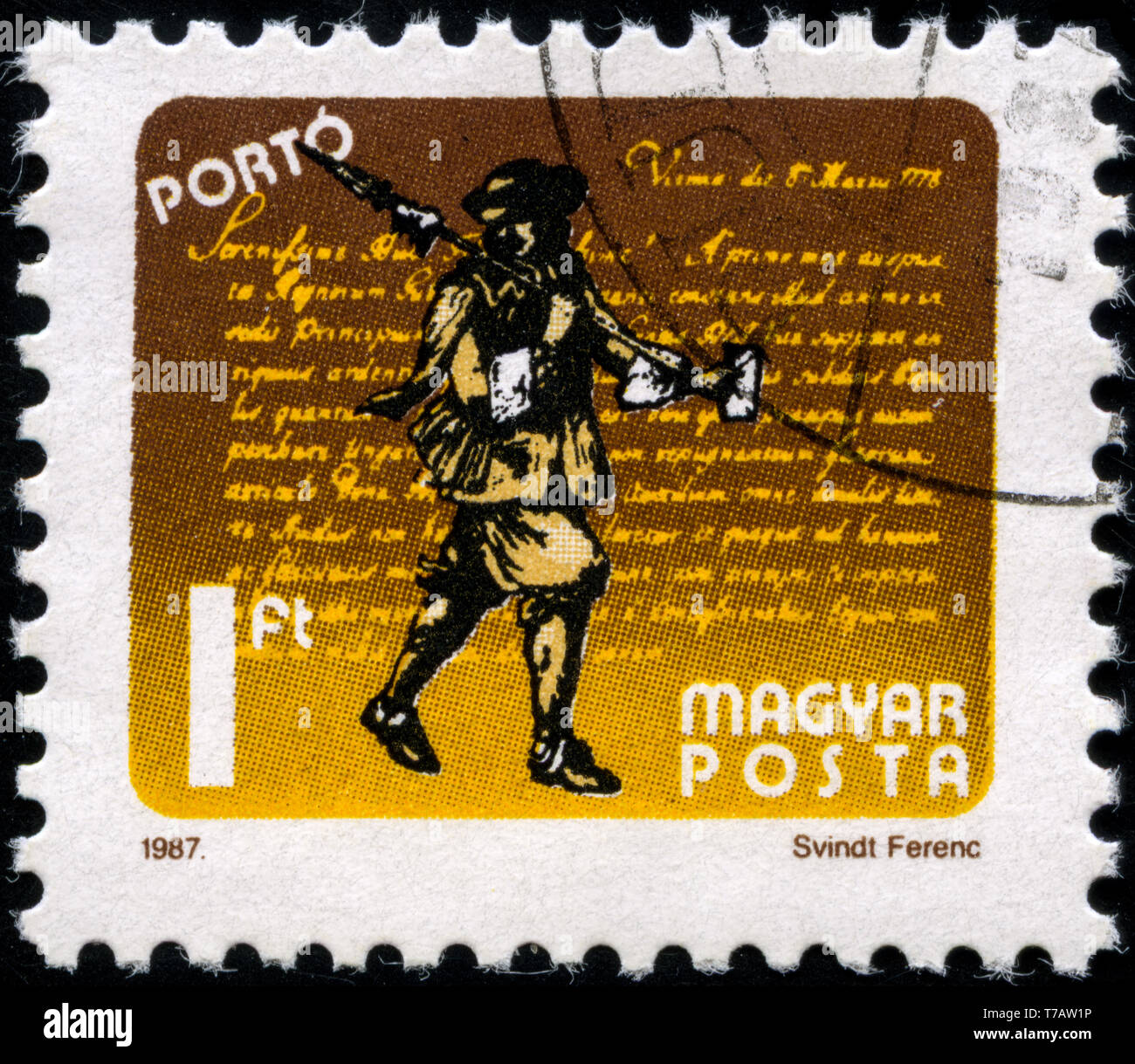 Postage stamp from Hungary in the Postage Due series issued in 1987 Stock Photo