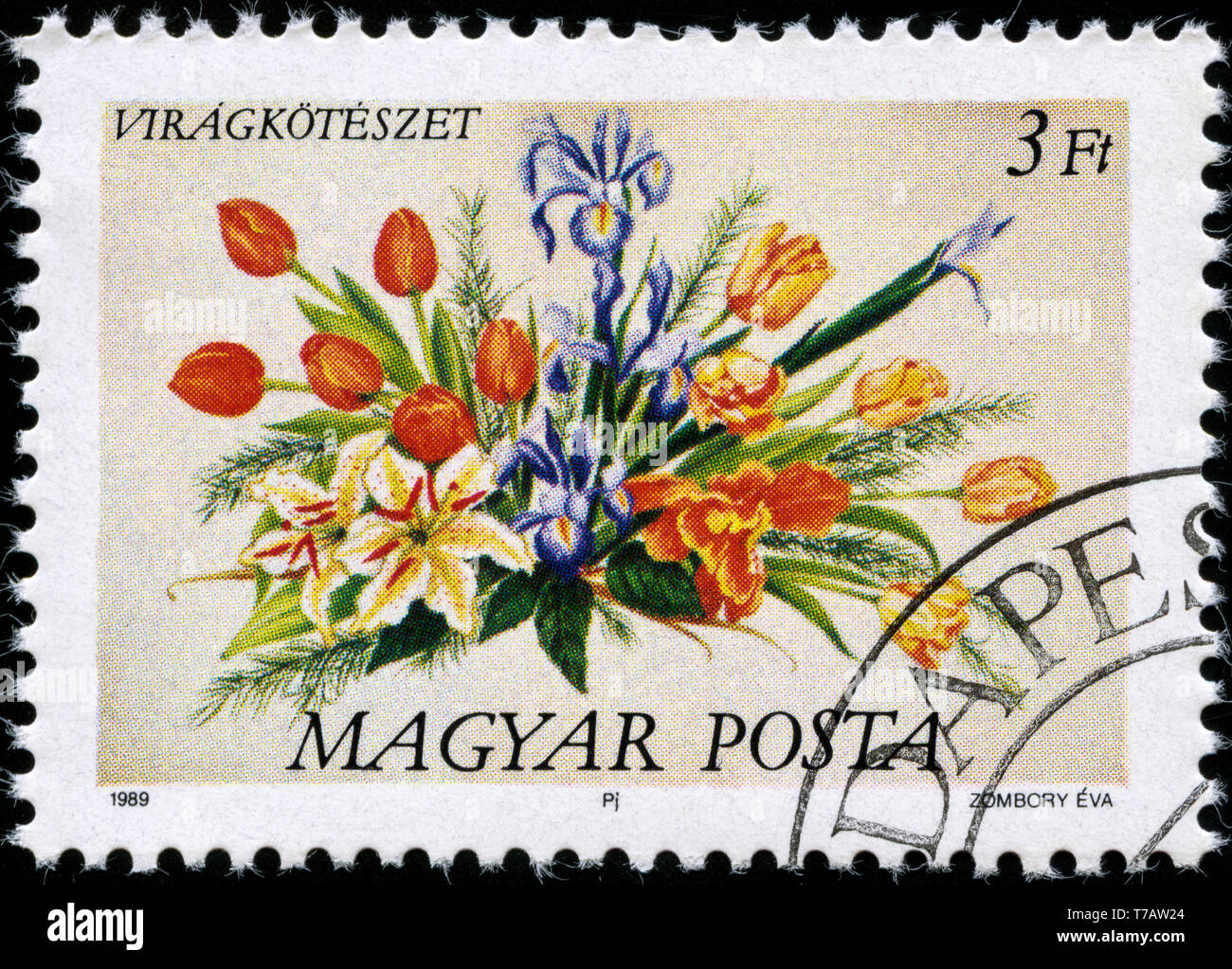 Postage stamp from Hungary in the Flowers (1989) series Stock Photo - Alamy