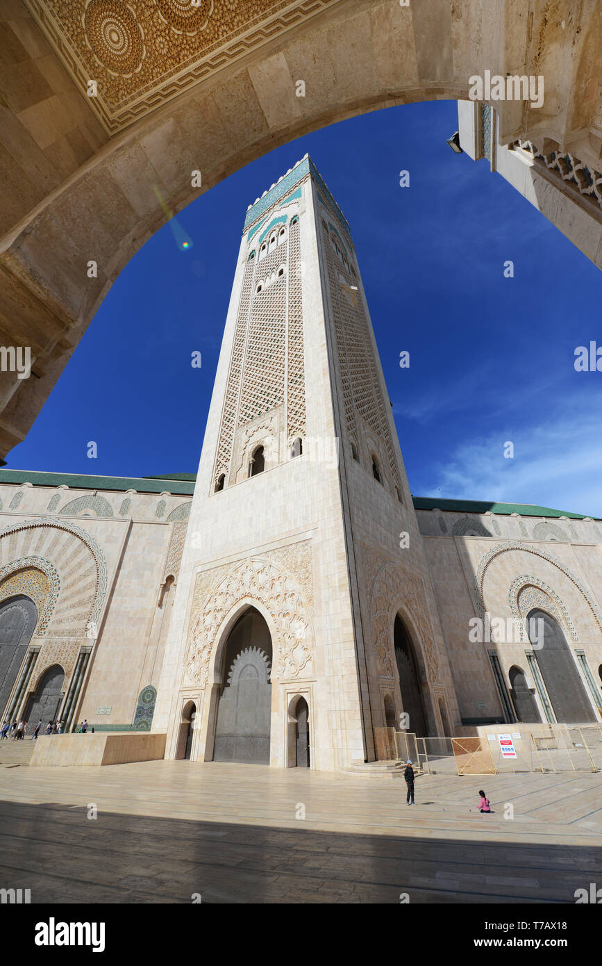 The Minaret of the Hassan II mosque is the tallest minaret in the world. Stock Photo