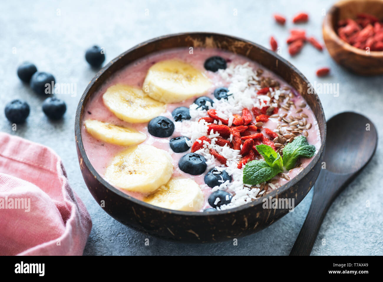 Healthy Acai Bowl Topped With Fruits Berries Seeds Healthy Acai Bowl Topped With Fruits Berries Seeds