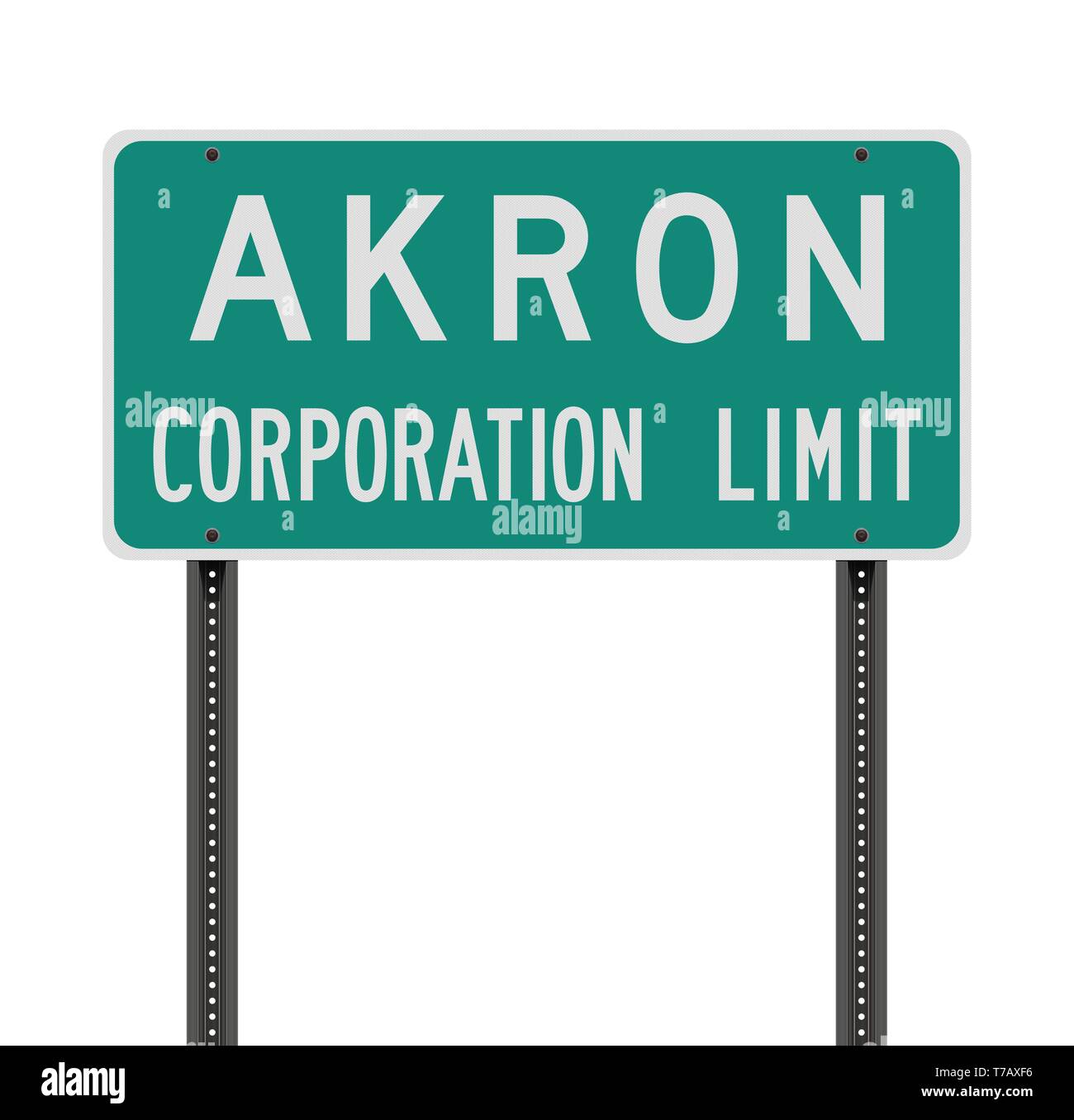Vector illustration of the Akron Corporation Limit green road sign Stock Vector