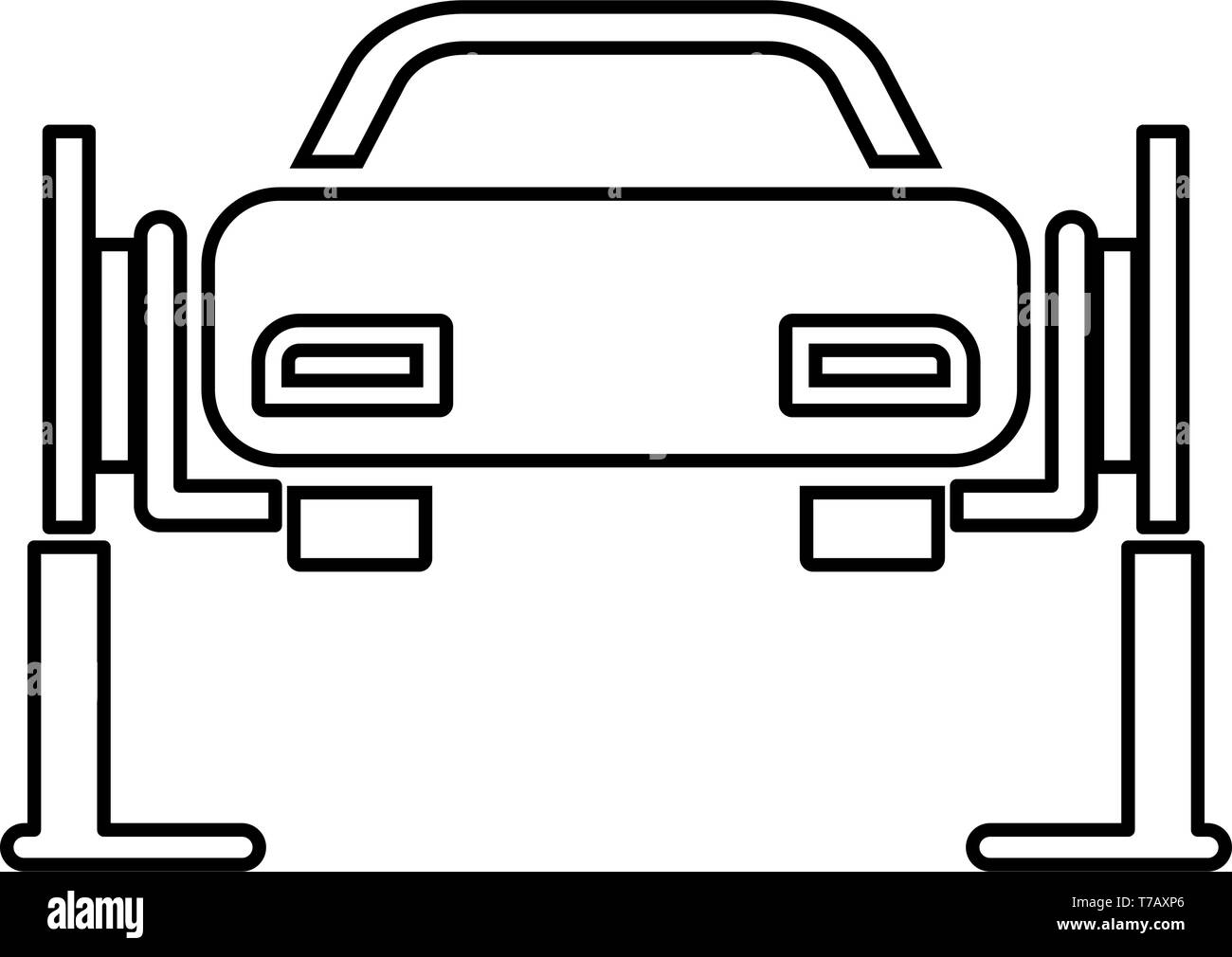 Car lift Car repair Service concept Car on fix lift Car lifted on auto