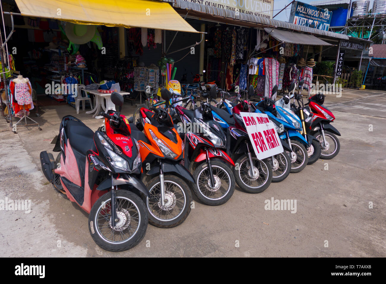 Scooter rental shop, Phet Kasem Road, main road, Khao Lak, Thailand